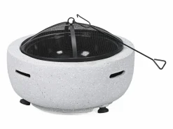 Habitat et jardin Barbacoa|Brasero Barbacoa 2-en-1 Volkan en Óxido de Magnesio Blanco 60x60x40 cm con Tapa Antichispas
