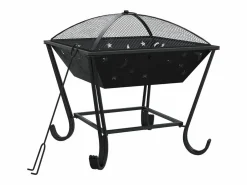 vidaxl Brasero con atizador acero XXL 50 cm Negro Outlet