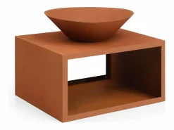 Brasero con espacio para leña de acero Corten L90 x H67,5 x P75 cm BEZIO^Vente-unique Discount