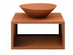 Brasero con espacio para leña de acero Corten L90 x H67,5 x P75 cm BEZIO^Vente-unique Discount