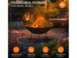 ECD Germany Brasero de acero basero con 3 patas para barbacoa Ø 50 x 24 cm Negro
