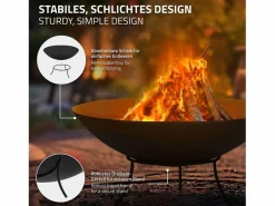 ECD Germany Brasero de acero basero con 3 patas para barbacoa Ø 50 x 24 cm Negro