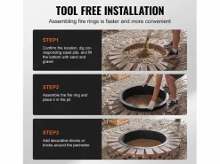 Brasero de Jardín, SucceBuy Anillo Redondo de Acero para Fogatas al Aire Libre de 114,3 cm^ Best