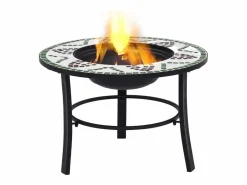 vidaxl Brasero de mosaico cerámica 68 cm Verde Outlet