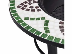 vidaxl Brasero de mosaico cerámica 68 cm Verde Outlet