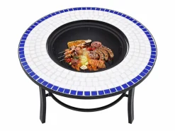 vidaxl Brasero|Brasero de mosaico cerámica y blanco 68 cm