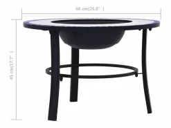 vidaxl Brasero|Brasero de mosaico cerámica y blanco 68 cm