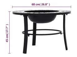 vidaxl Brasero de mosaico cerámica y blanco 68 cm Negro