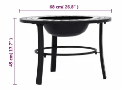 vidaxl Brasero de mosaico cerámica y blanco 68 cm Negro