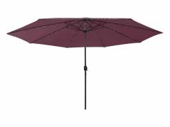 Garden Furniture Sombrilla|Brintir Sombrilla de jardín con luces LED rojo burdeos 400 cm