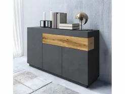 Bufé 3 puertas 1 cajón Andrea antracita y Madera^Petits-Meubles Online