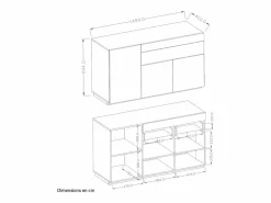 Bufé 3 puertas 1 cajón Andrea antracita y Madera^Petits-Meubles Online