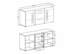 Petits-Meubles Aparador|Bufé 2 puertas 3 cajones Louis Madera