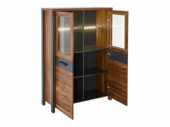 Buffet alto WINDSOR en roble oscuro y gris antracita - 2 puertas grandes - 97 x 138 x 37 cm^Meublorama Best