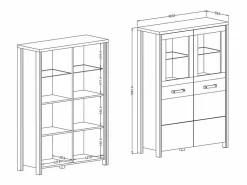 Buffet alto WINDSOR en roble oscuro y gris antracita - 2 puertas grandes - 97 x 138 x 37 cm^Meublorama Best