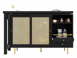 ModernLuxe Mueble Bar|Buffet, barra de cocina giratoria extensible - en MDF - con diversos almacenamientos -