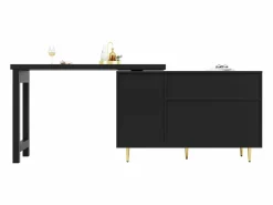 ModernLuxe Mueble Bar|Buffet, barra de cocina giratoria extensible - en MDF - con diversos almacenamientos -
