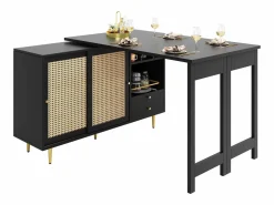 ModernLuxe Mueble Bar|Buffet, barra de cocina giratoria extensible - en MDF - con diversos almacenamientos -