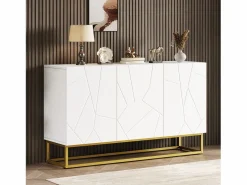Buffet brillante moderno - 3 puertas con 3 estantes ajustables - 130x36x76 cm -^ModernLuxe Best