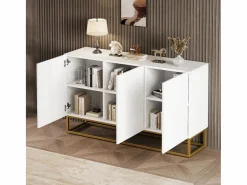 Buffet brillante moderno - 3 puertas con 3 estantes ajustables - 130x36x76 cm -^ModernLuxe Best