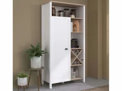 Buffet Cocina Coper Botellero 1 Puerta 9 Estantes /Roble 95x185 cm Blanco Clearance