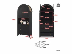 Buffet de cocina 70×35×180 cm - 2 puertas y 3 cajones - parte superior abovedada -^ModernLuxe Clearance