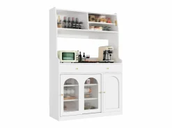 ModernLuxe Aparador De Cocina|Buffet de cocina 120×40×180 cm - con iluminación LED - 2 cajones y 5 puertas - estantes ajustables -