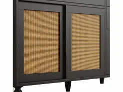 Buffet de cocina 120×45×195,5 cm - con iluminación LED - 3 cajones y 6 puertas - estantes ajustables -^ModernLuxe Online