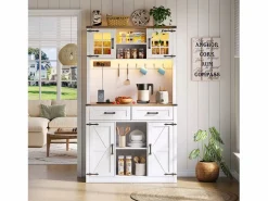 Buffet de cocina 100×40×172 cm - con USB y enchufe - con LED - 4 puertas y 1 cajón - +natural^ModernLuxe Outlet