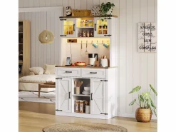 Buffet de cocina 100×40×172 cm - con USB y enchufe - con LED - 4 puertas y 1 cajón - +natural^ModernLuxe Outlet