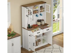Buffet de cocina 100×40×172 cm - con USB y enchufe - con LED - 4 puertas y 1 cajón - +natural^ModernLuxe Outlet