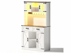 Buffet de cocina 100×40×172 cm - con USB y enchufe - con LED - 4 puertas y 1 cajón - +natural^ModernLuxe Outlet