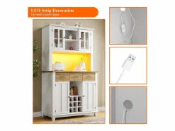 ModernLuxe Buffet de cocina con LED - Alto 180cm - gran espacio de almacenamiento - & Natural Blanco Clearance