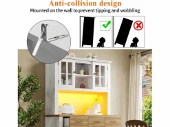 ModernLuxe Buffet de cocina con LED - Alto 180cm - gran espacio de almacenamiento - & Natural Blanco Clearance