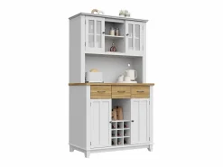 ModernLuxe Buffet de cocina con LED - Alto 180cm - gran espacio de almacenamiento - & Natural Blanco Clearance