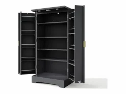 ModernLuxe Buffet de cocina moderno 60,5x40x120cm - con luz detector LED - con 2 puertas y un portaespecias - Negro Best