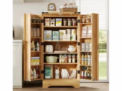 Buffet de cocina moderno 60,5x40x120cm - con luz detector LED - con 2 puertas y un portaespecias - Natural^ModernLuxe Online