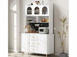 Buffet de cocina moderno 140x40x190cm - con estantes abiertos - con 3 cajones y 5 puertas -^ModernLuxe Outlet