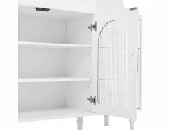 Buffet de cocina moderno 120x40x138.5cm - con toma de corriente y portacopas de vino - con 3 cajones y 2 puertas - Blanco^ModernLuxe New
