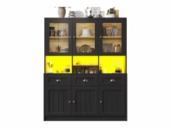 Buffet de cocina moderno 140x40x175cm - 6 puertas + 3 cajones + 9 estantes - mueble alto - con iluminación LED -^ModernLuxe New