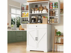 ModernLuxe Buffet de cocina moderno 80x40x180 cm - 4 puertas + 1 cajón - mueble alto - MDF - Blanco New