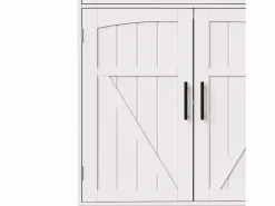 ModernLuxe Buffet de cocina 110x38x180 cm - 5 puertas y 1 cajón - estante para especias - con iluminación LED y toma de corriente - Blanco Outlet