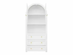 ModernLuxe Buffet de cocina 70x35x180 cm - 2 puertas y 3 cajones - superficie arqueada - Blanco Hot
