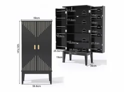 ModernLuxe Buffet de cocina 59x30x120cm - 2 puertas de almacenamiento con estantes - estilo retro - Negro Sale
