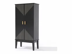 ModernLuxe Buffet de cocina 59x30x120cm - 2 puertas de almacenamiento con estantes - estilo retro - Negro Sale