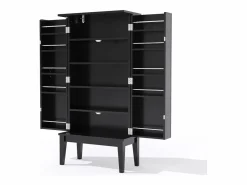ModernLuxe Buffet de cocina 59x30x120cm - 2 puertas de almacenamiento con estantes - estilo retro - Negro Sale