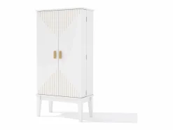 ModernLuxe Buffet de cocina 59x30x120cm - 2 puertas de almacenamiento con estantes - estilo retro - Blanco Outlet