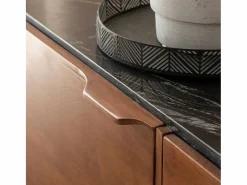 Made In Meubles Buffet de Mármol Negro y Madera de Mango Roch - Estilo Vintage y Contemporáneo Marru00f3n New