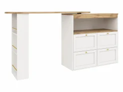 ModernLuxe Buffet, Mueble de bar giratorio y abatible - 4 cajones y 4 compartimentos - Blanco Outlet