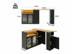 Buffet、Mueble de barra corrediza de MDF - Con LED y gamas varias -^ModernLuxe Hot